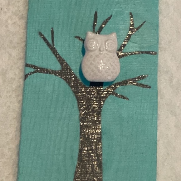 Teal Wooden Handmade Owl Wall Hanging with Hardware - New w/tags - Picture 2 of 6